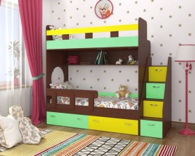 Детская двухъярусная кровать Юниор-1 Белый/Синий Распродажа в Уфе - ufa.katalogmebeli.com | фото 4