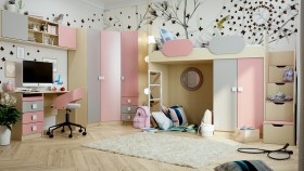 Детская комната Грэйси (Розовый/Серый/корпус Клен) в Уфе - ufa.katalogmebeli.com | фото