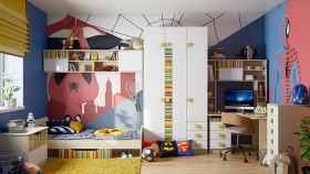 Детская комната Клаксон без машинок (Белый/корпус Клен) в Уфе - ufa.katalogmebeli.com | фото