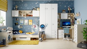 Детская комната Санни (Белый/корпус Клен) в Уфе - ufa.katalogmebeli.com | фото