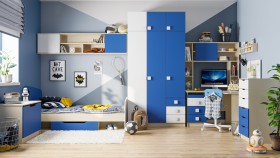 Детская комната Скай (Синий/Белый/корпус Клен) в Уфе - ufa.katalogmebeli.com | фото