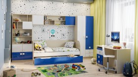 Детская комната Скай Люкс (Синий/Белый/корпус Клен) в Уфе - ufa.katalogmebeli.com | фото