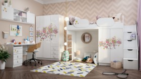 Детская комната Совушки (Белый/корпус Выбеленное дерево) в Уфе - ufa.katalogmebeli.com | фото
