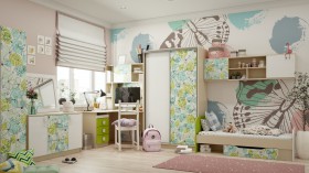 Детская комната Твит (Белый/Зеленый/корпус Клен) в Уфе - ufa.katalogmebeli.com | фото