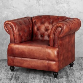 Кресло кожаное Лофт Честер-Нью (Коричневый) в Уфе - ufa.katalogmebeli.com | фото