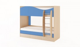 Кровать 2-х ярусная с ящиками (Беленый дуб/Синий) в Уфе - ufa.katalogmebeli.com | фото