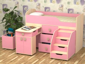 Кровать детская Фея 1.6 Дуб молочный/Розовый в Уфе - ufa.katalogmebeli.com | фото