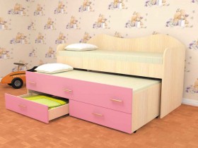 Кровать детская Нимфа двухместная 2.0 Дуб молочный/Розовый в Уфе - ufa.katalogmebeli.com | фото