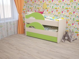 Кровать детская Радуга 1600 Млечный дуб/Салатовый в Уфе - ufa.katalogmebeli.com | фото
