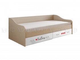 Кровать Girl Вега 0,9 м (Дуб беленый/Белый глянец/фотопечать) в Уфе - ufa.katalogmebeli.com | фото