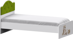 Кровать Каспер с мягкой спинкой и фотопечатью (900х2000)Белый/Лайм в Уфе - ufa.katalogmebeli.com | фото