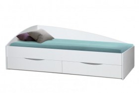 Кровать одинарная "Фея - 3" (асимметричная) (2000х900) New/(белый / белый / ДВПО белый) в Уфе - ufa.katalogmebeli.com | фото