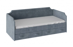 Кровать с мягкой обивкой и ящиками «Кантри» Тип 1 (900) (Замша синяя) в Уфе - ufa.katalogmebeli.com | фото