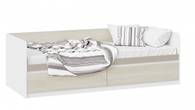 Кровать «Сканди» с 2 ящиками Дуб Гарден/Белый/Глиняный серый в Уфе - ufa.katalogmebeli.com | фото