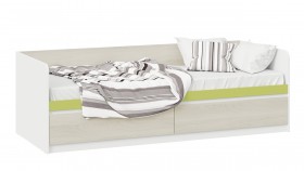 Кровать «Сканди» с 2 ящиками Дуб Гарден/Белый/Зеленый в Уфе - ufa.katalogmebeli.com | фото