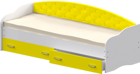 Кровать Софа-7 с мягкой спинкой (800х1900) Белый/Желтый в Уфе - ufa.katalogmebeli.com | фото