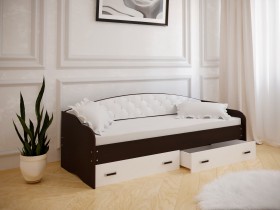 Кровать Софа-7 с мягкой спинкой (800х1900) Венге/ Белый в Уфе - ufa.katalogmebeli.com | фото