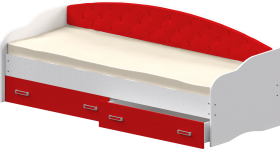 Кровать Софа-7 с мягкой спинкой (800х2000) Белый/Красный в Уфе - ufa.katalogmebeli.com | фото