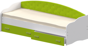 Кровать Софа-7 с мягкой спинкой (800х2000) Белый/Лайм в Уфе - ufa.katalogmebeli.com | фото