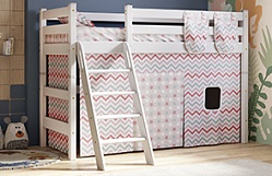 Кровать Соня вариант 6 полувысокая с наклонной лестницей Белый полупрозрачный в Уфе - ufa.katalogmebeli.com | фото