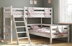 Кровать Соня вариант 8 угловая с наклонной лестницей Белый полупрозрачный в Уфе - ufa.katalogmebeli.com | фото