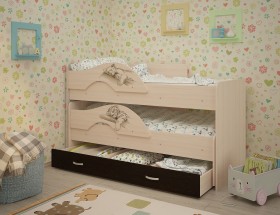 Кровать выкатная Радуга-Сафари детская 1600 Млечный дуб/Венге в Уфе - ufa.katalogmebeli.com | фото