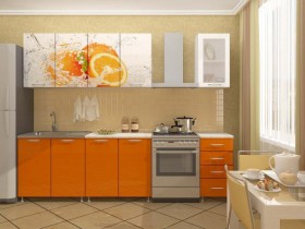 Кухонный гарнитур 1,8м Апельсин (Белый/Оранжевый металлик/Фотопечать апельсин) в Уфе - ufa.katalogmebeli.com | фото
