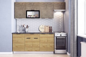 Кухонный гарнитур Стоун 2.2 (белый/камень темно-серый/акация светлая) в Уфе - ufa.katalogmebeli.com | фото