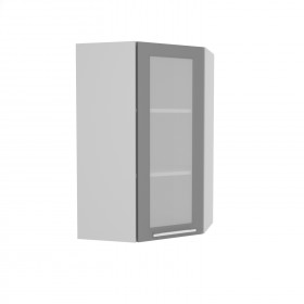 Квадро ВПУС 550 шкаф верхний угловой со стеклом высокий (Железо/корпус Серый) в Уфе - ufa.katalogmebeli.com | фото