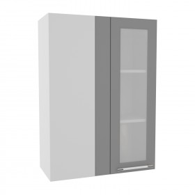 Квадро ВПУС 650 шкаф верхний угловой со стеклом высокий (Железо/корпус Серый) в Уфе - ufa.katalogmebeli.com | фото