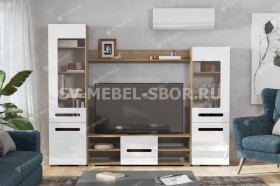 Мебель для гостиной МГС 6 (Исполнение 1/Дуб золотой/Белый глянец) в Уфе - ufa.katalogmebeli.com | фото 1