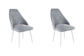 Набор стульев Милан 2 шт (серый велюр/белый) в Уфе - ufa.katalogmebeli.com | фото