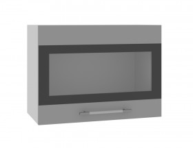 Норд ШВГС 600 Шкаф верхний горизонтальный со стеклом (Софт черный/корпус Белый) в Уфе - ufa.katalogmebeli.com | фото