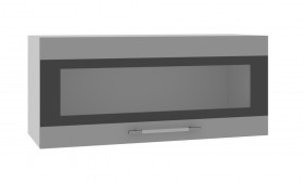 Норд ШВГС 800 Шкаф верхний горизонтальный со стеклом (Софт черный/корпус Белый) в Уфе - ufa.katalogmebeli.com | фото