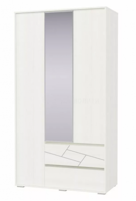 Шкаф 3-х дверный с ящиками Аделина 1200 Рамух белый в Уфе - ufa.katalogmebeli.com | фото