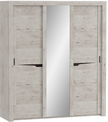 Шкаф трехдверный Соренто с раздвижными дверями Дуб бонифаций/Кофе структурный матовый в Уфе - ufa.katalogmebeli.com | фото