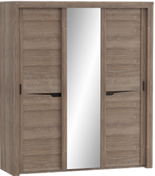 Шкаф трехдверный Соренто с раздвижными дверями Дуб стирлинг/Кофе структурный матовый в Уфе - ufa.katalogmebeli.com | фото 1