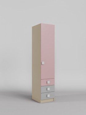 Шкаф угловой (секция с ящиками) Грэйси (Розовый/Серый/корпус Клен) в Уфе - ufa.katalogmebeli.com | фото