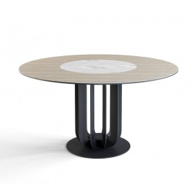 Стол круглый Rotor (160), шпон + керамика светлая в Уфе - ufa.katalogmebeli.com | фото